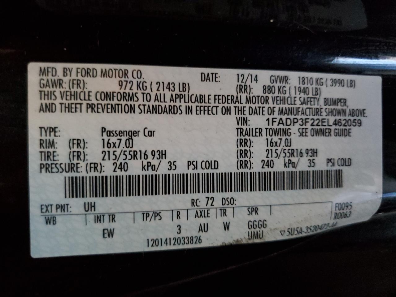 1FADP3F22EL462059 2014 Ford Focus Se