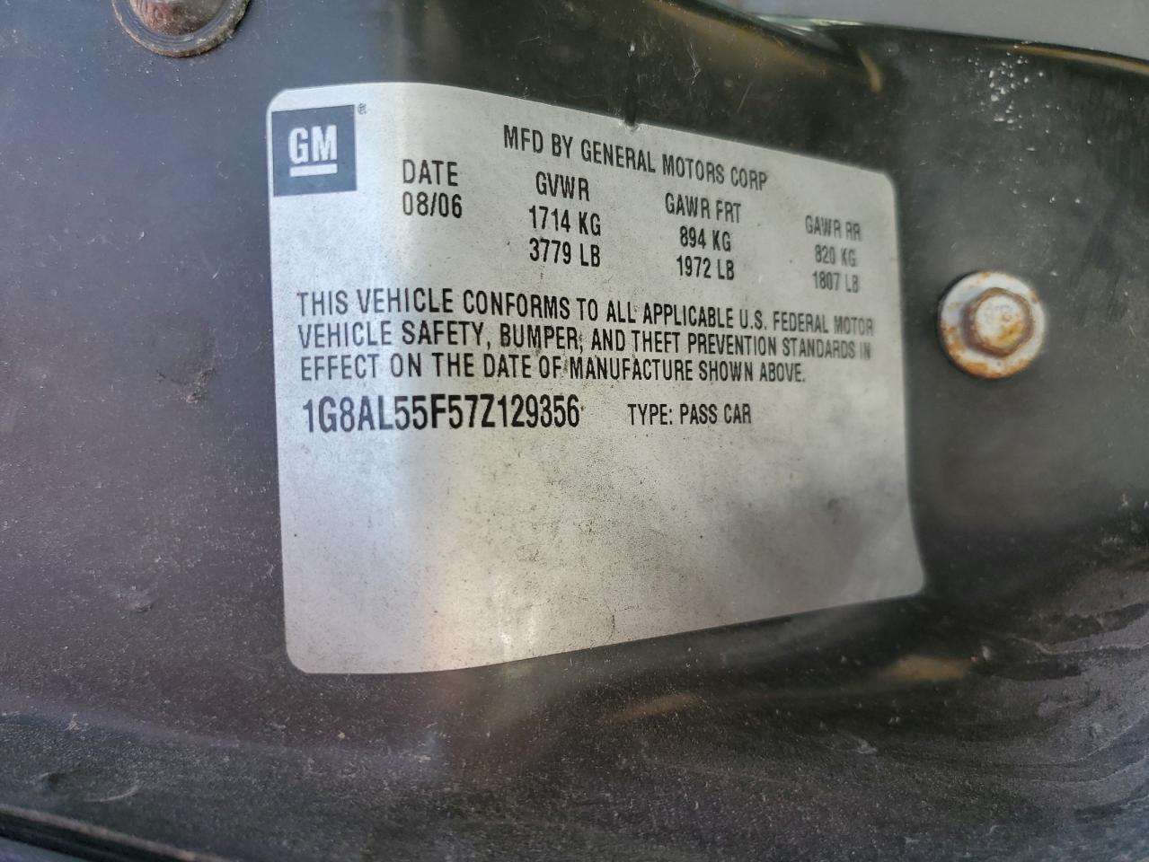 1G8AL55F57Z129356 2007 Saturn Ion Level 3