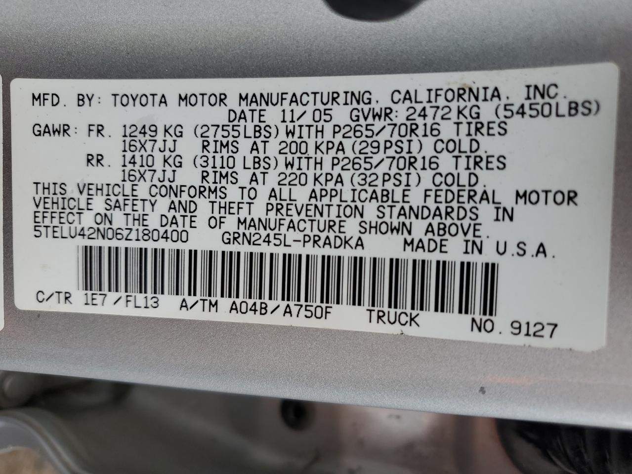 5TELU42N06Z180400 2006 Toyota Tacoma Double Cab