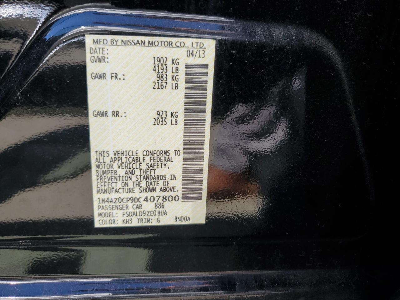 1N4AZ0CP9DC407800 2013 Nissan Leaf S