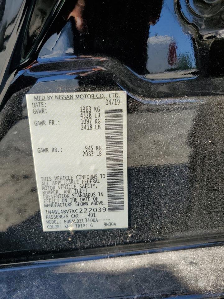 1N4BL4BV7KC222039 2019 Nissan Altima S