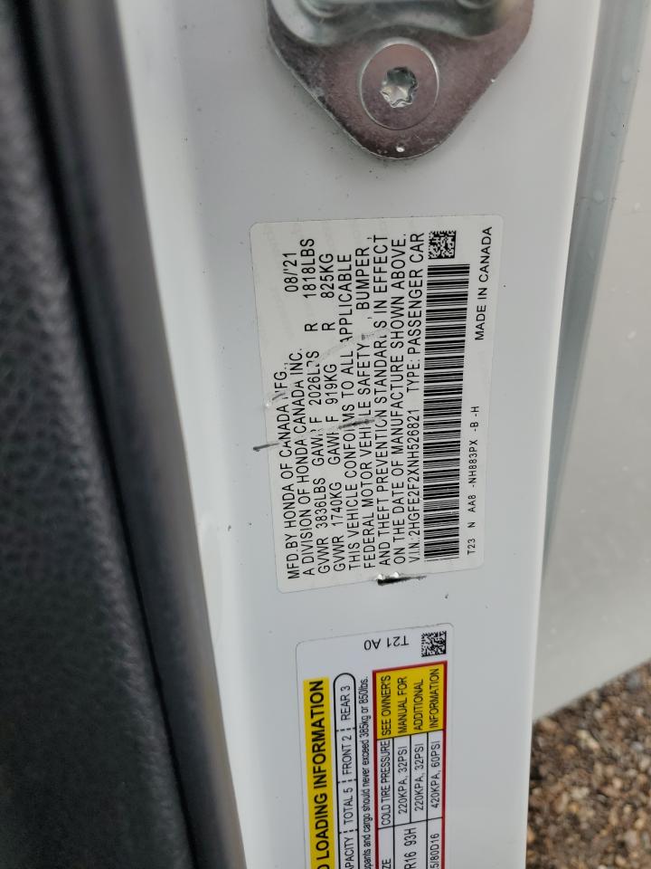 2HGFE2F2XNH526821 2022 Honda Civic Lx