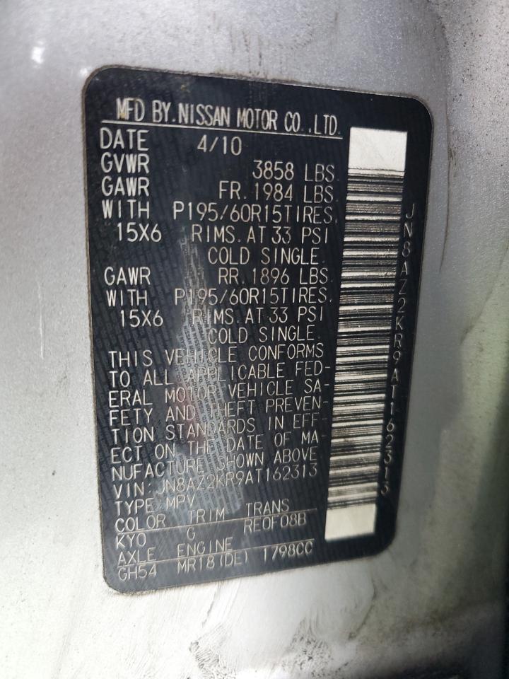 JN8AZ2KR9AT162313 2010 Nissan Cube Base