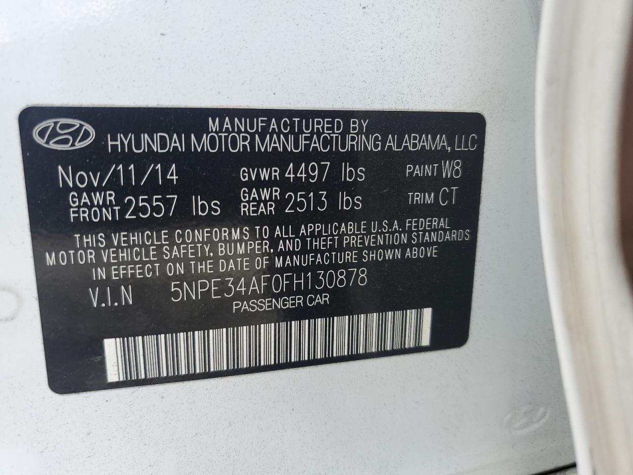 5NPE34AF0FH130878 2015 Hyundai Sonata Sport