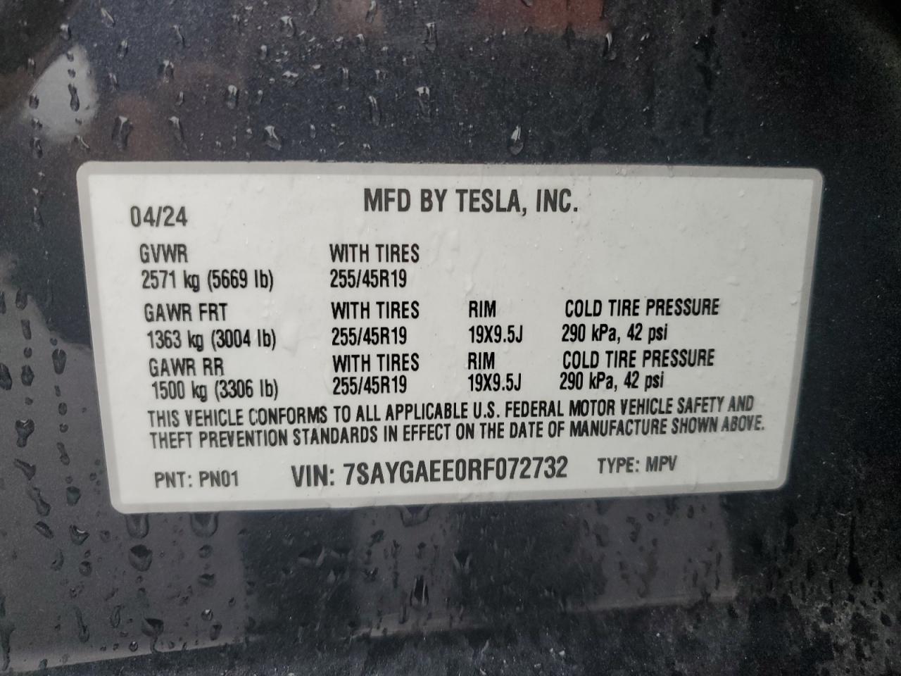 7SAYGAEE0RF072732 2024 Tesla Model Y