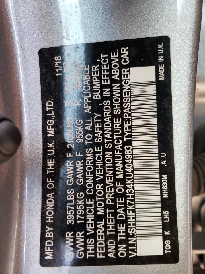 SHHFK7H34KU404983 2019 Honda Civic Lx