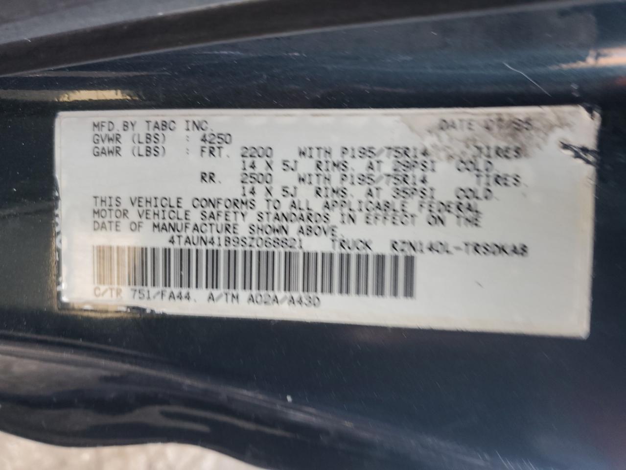 4TAUN41B9SZ068821 1995 Toyota Tacoma