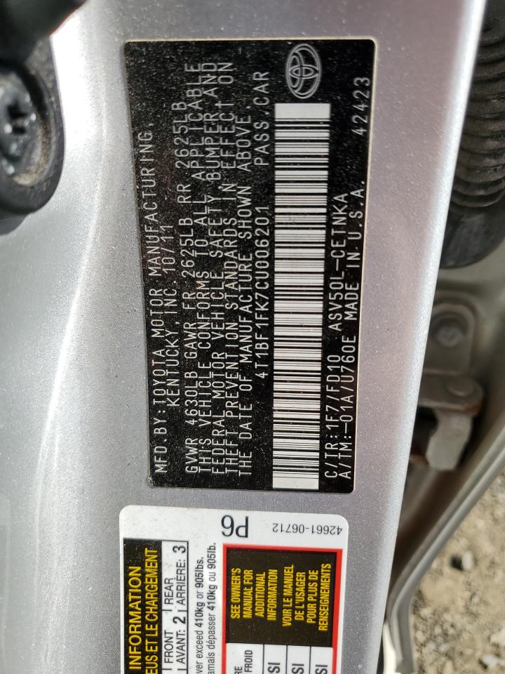 4T1BF1FK7CU006201 2012 Toyota Camry Base