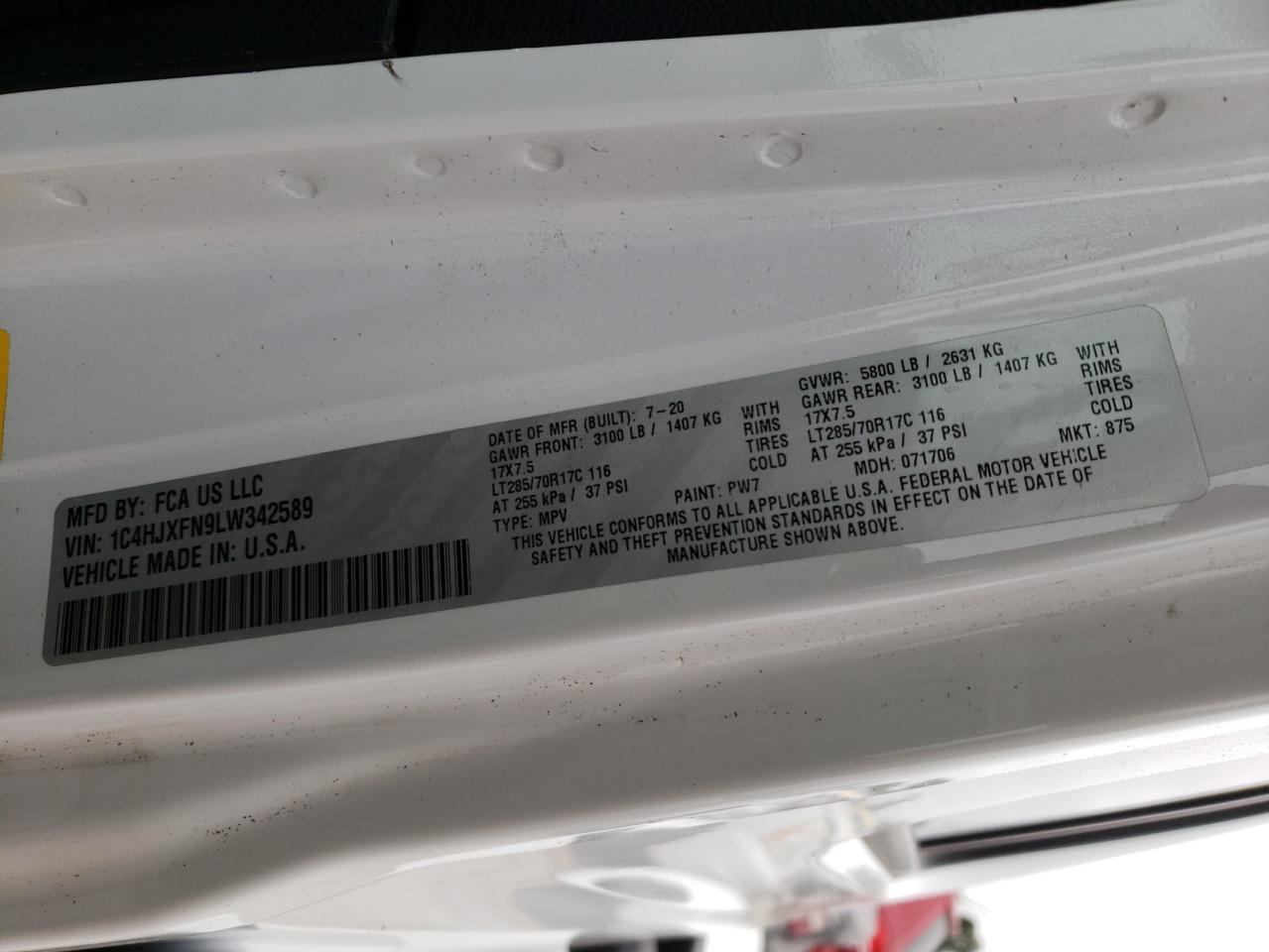 2020 Jeep Wrangler Unlimited Rubicon VIN: 1C4HJXFN9LW342589 Lot: 69344564