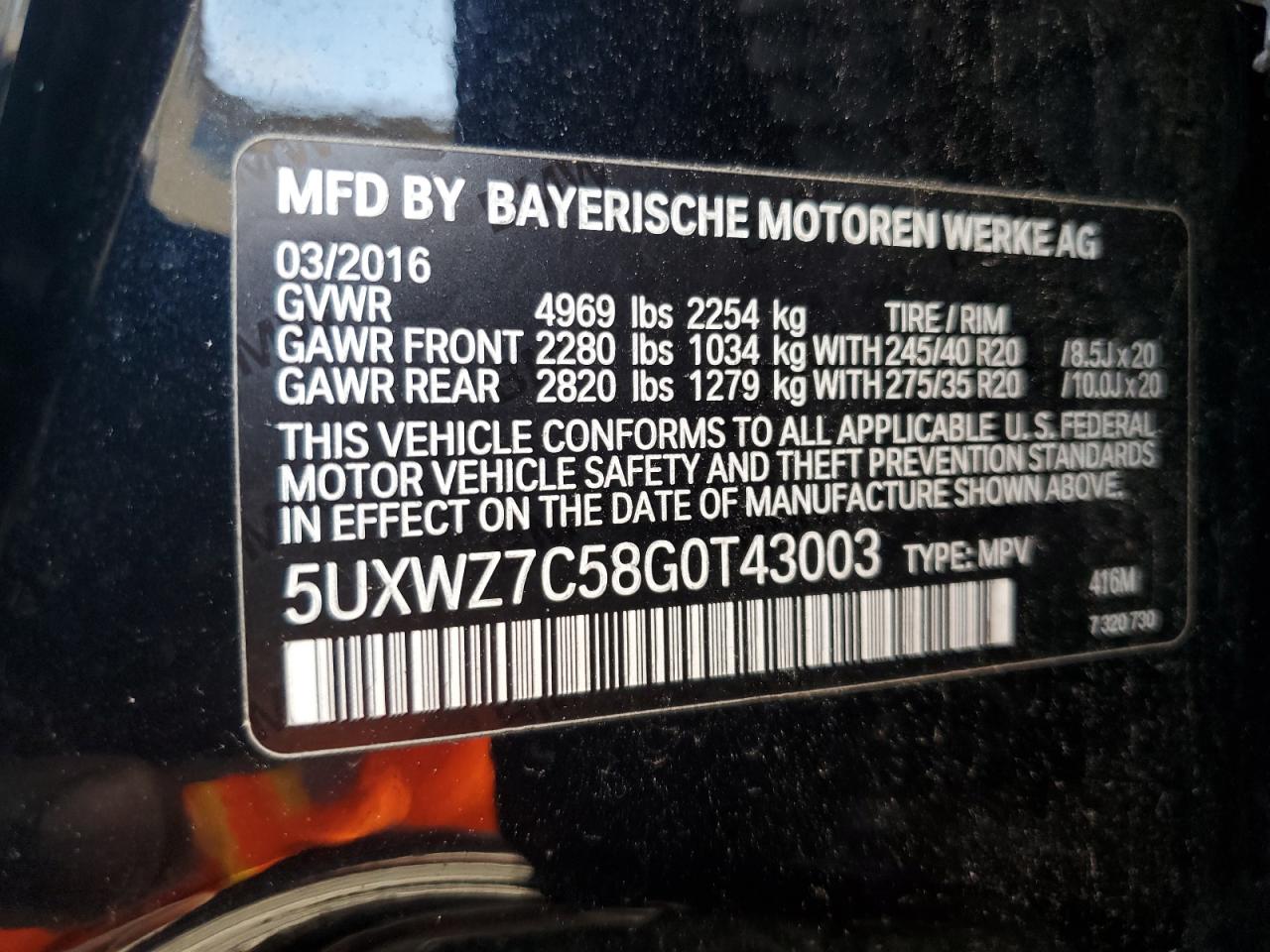 5UXWZ7C58G0T43003 2016 BMW X3 Sdrive28I