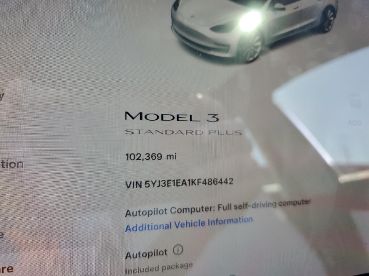 2019 Tesla Model 3 VIN: 5YJ3E1EA1KF486442 Lot: 69646224