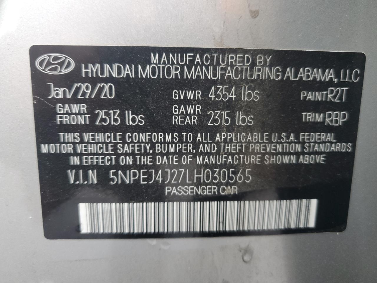 2020 Hyundai Sonata Sel Plus VIN: 5NPEJ4J27LH030565 Lot: 71813954