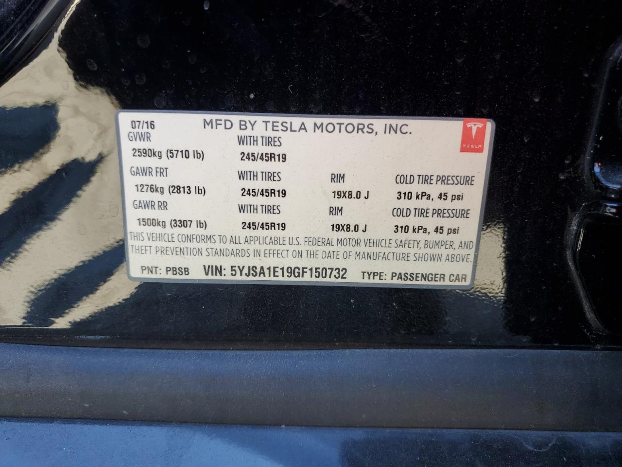 5YJSA1E19GF150732 2016 Tesla Model S