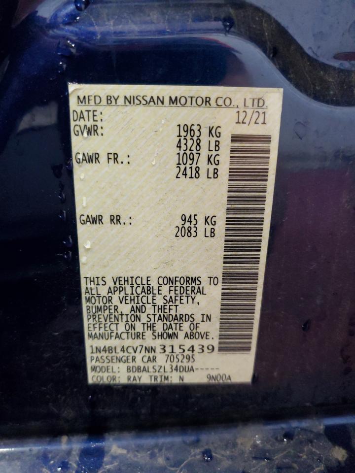 1N4BL4CV7NN315439 2022 Nissan Altima Sr