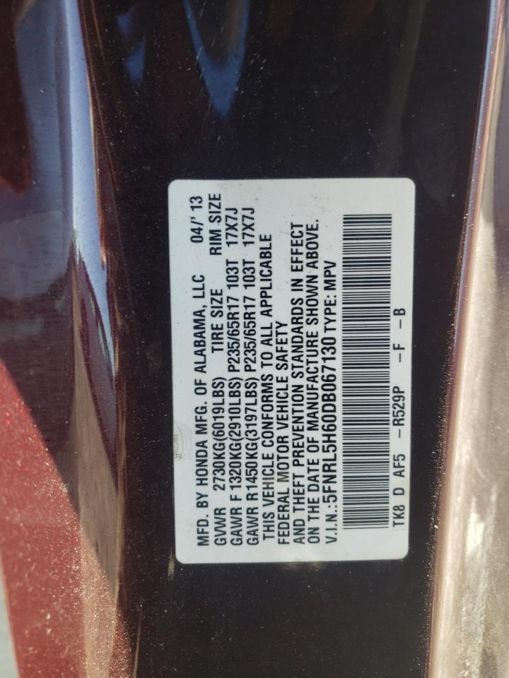 5FNRL5H60DB067130 2013 Honda Odyssey Exl