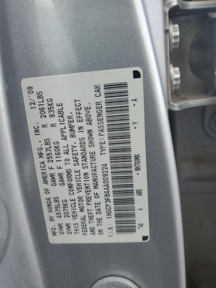 1HGCP3F84AA009224 2010 Honda Accord Exl