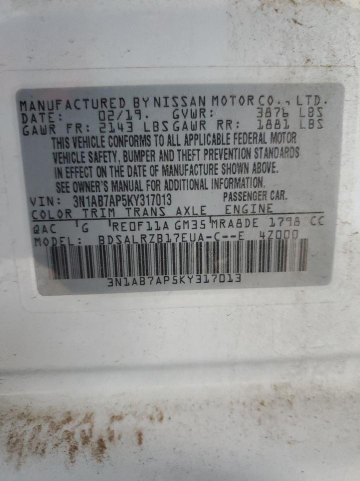 3N1AB7AP5KY317013 2019 Nissan Sentra S