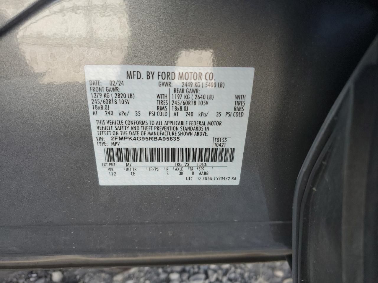 2FMPK4G95RBA95635 2024 Ford Edge Se