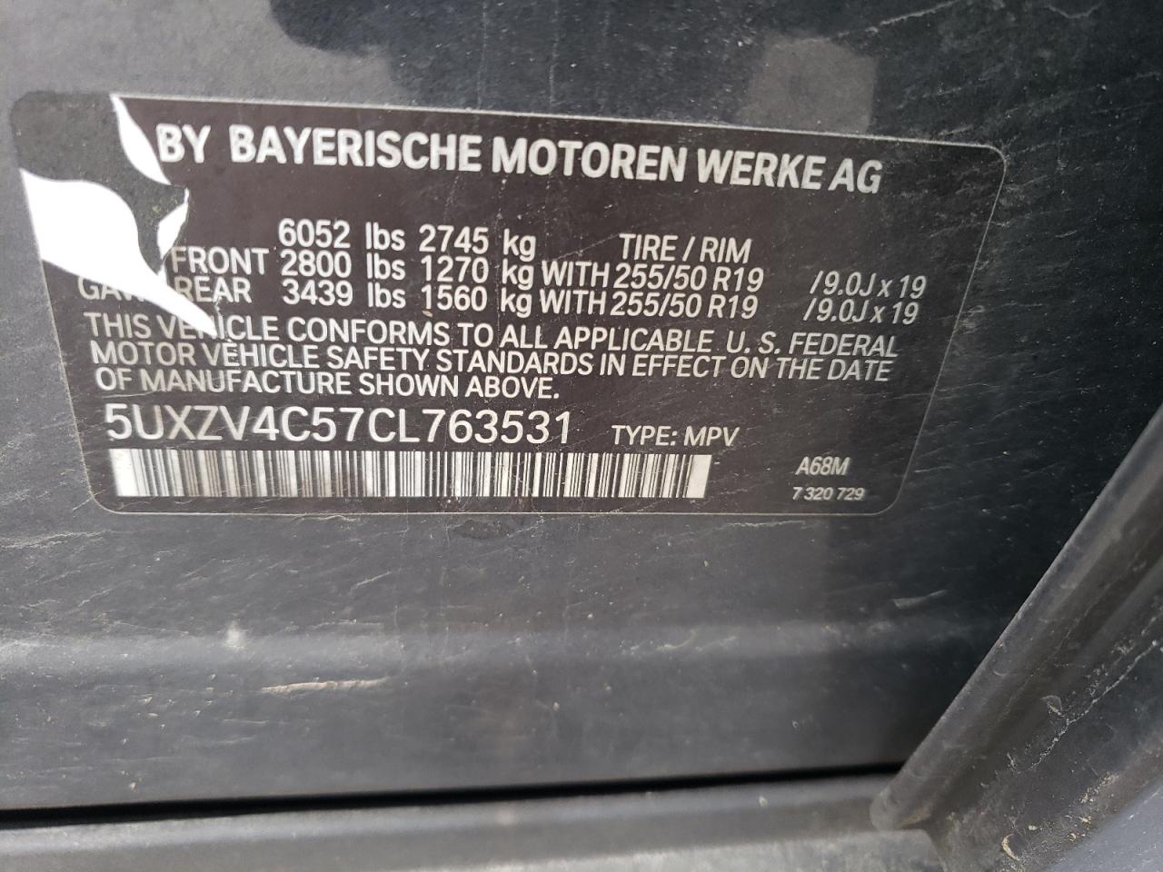 5UXZV4C57CL763531 2012 BMW X5 xDrive35I