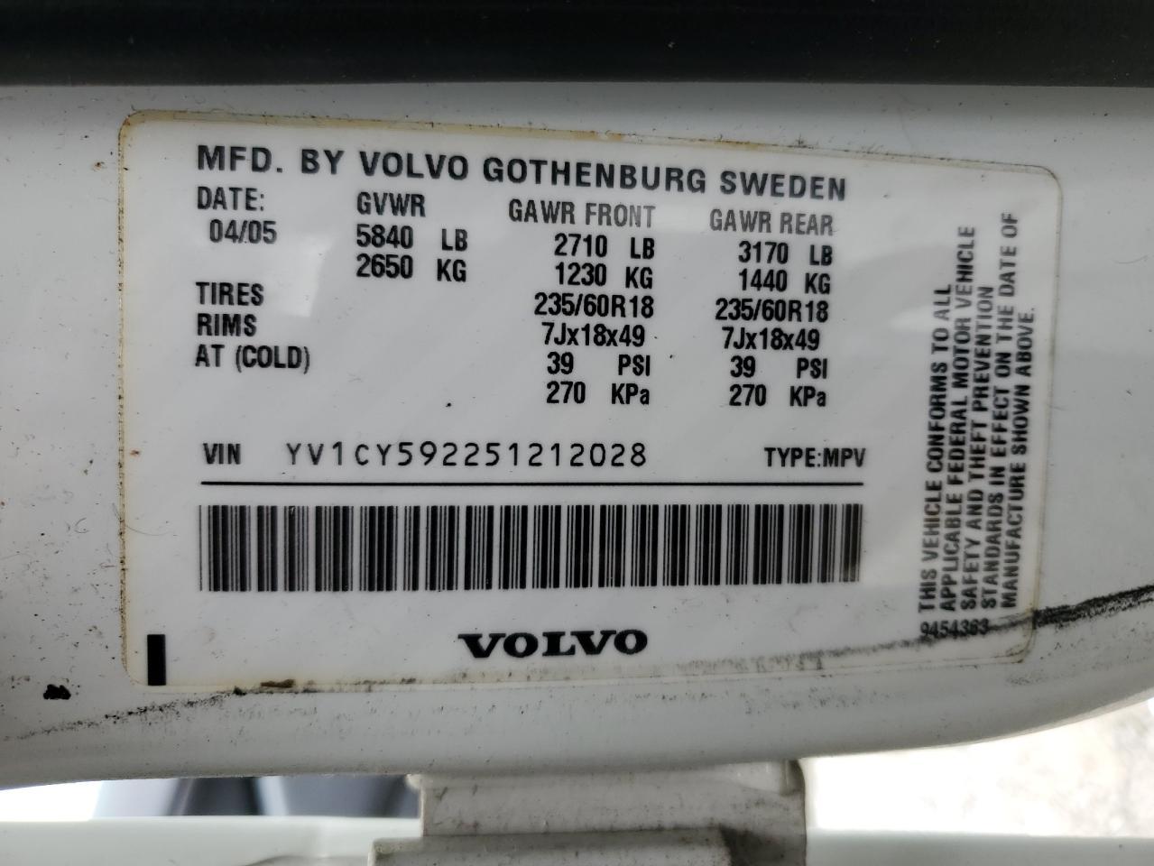 YV1CY592251212028 2005 Volvo Xc90