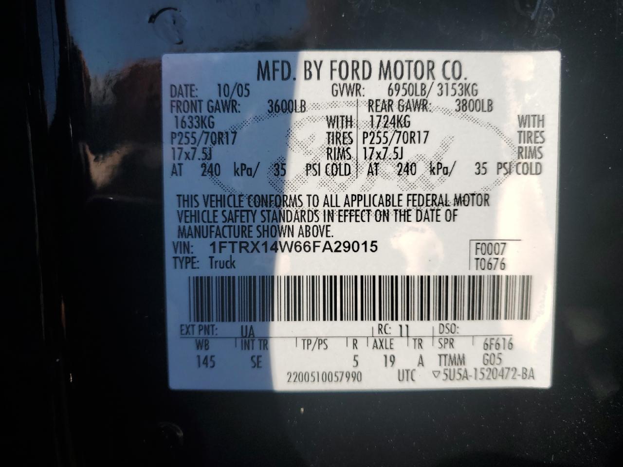 1FTRX14W66FA29015 2006 Ford F150