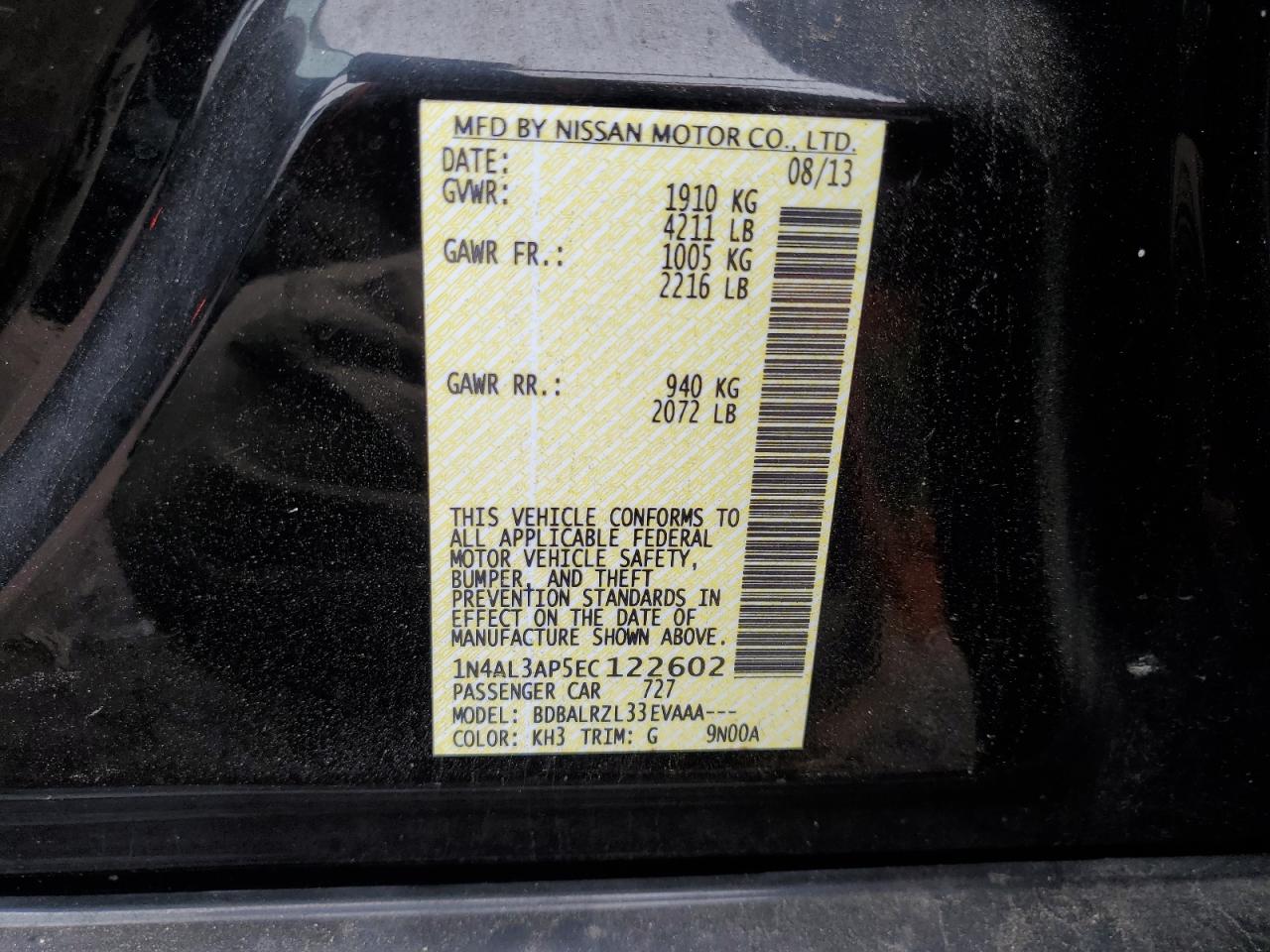 1N4AL3AP5EC122602 2014 Nissan Altima 2.5