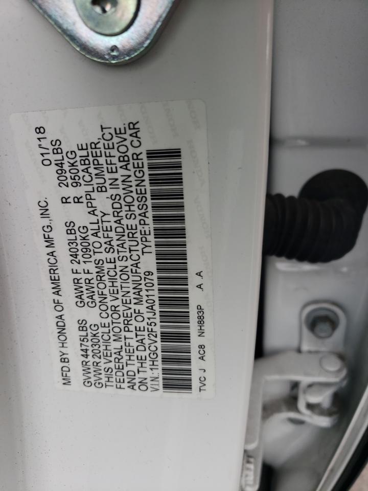 1HGCV2F51JA011079 2018 Honda Accord Exl