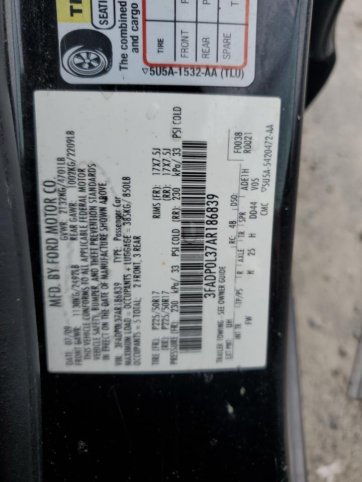 2010 Ford Fusion Hybrid VIN: 3FADP0L37AR186839 Lot: 73025424