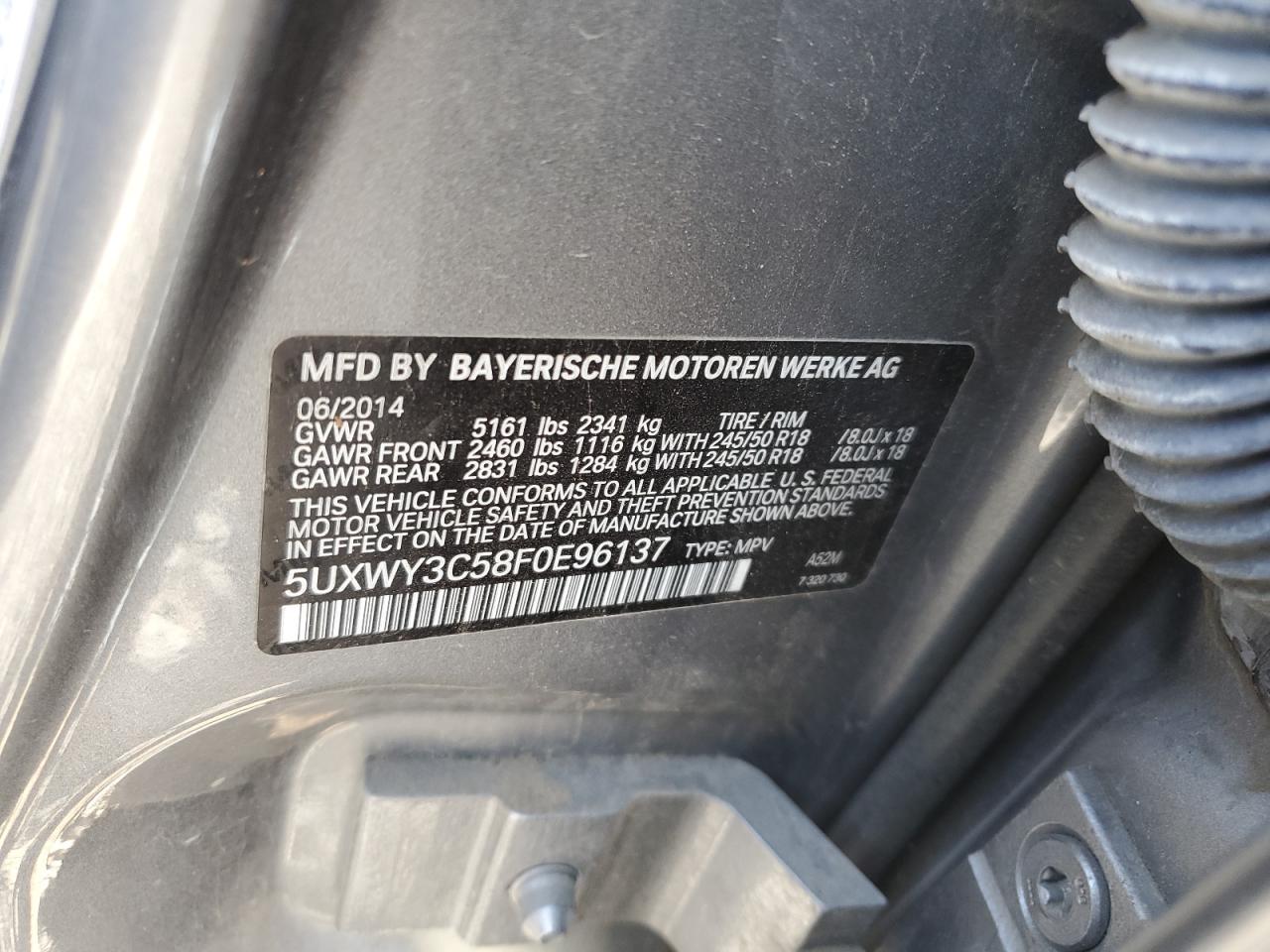 5UXWY3C58F0E96137 2015 BMW X3 xDrive28D