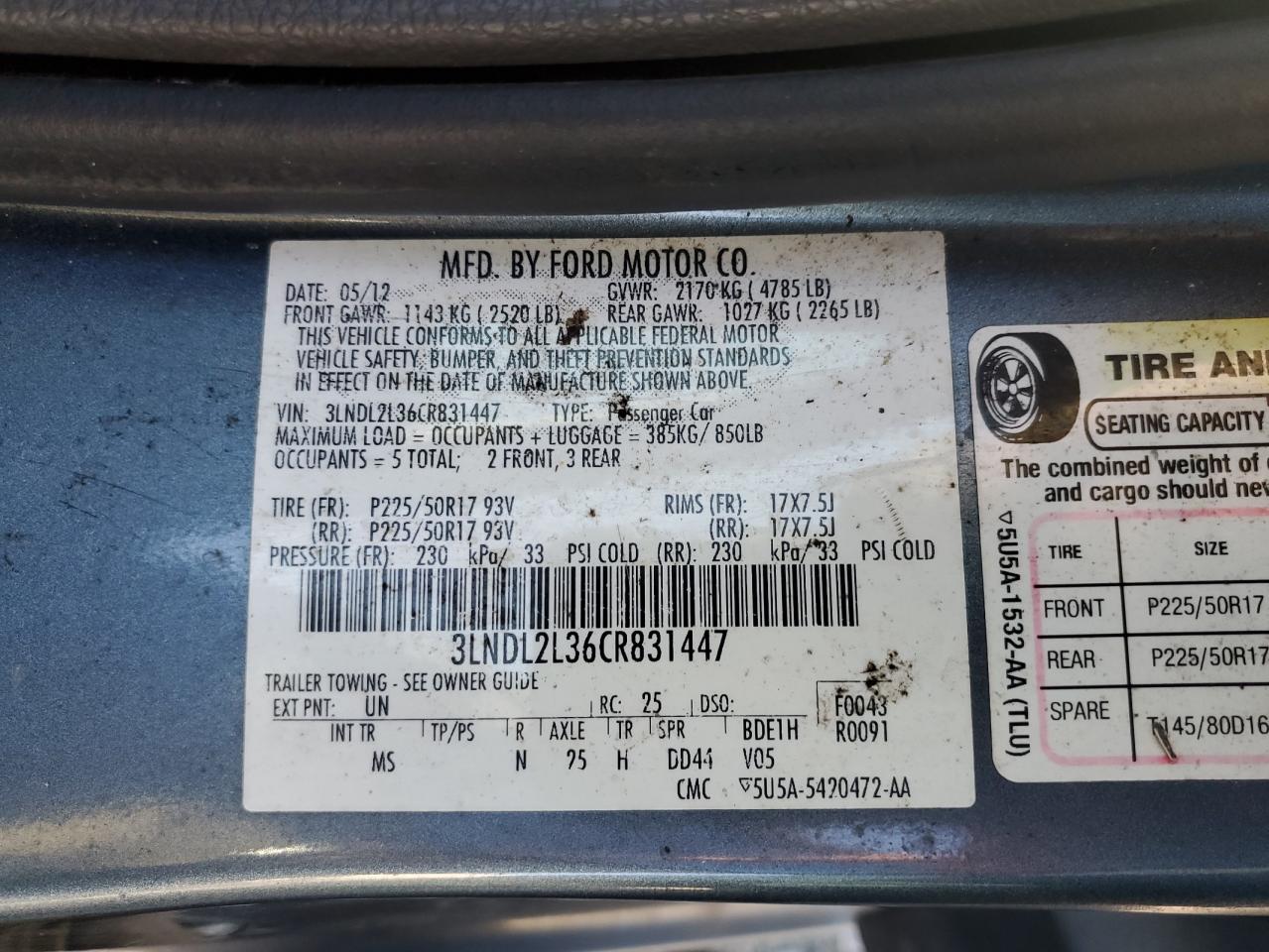 2012 Lincoln Mkz Hybrid VIN: 3LNDL2L36CR831447 Lot: 70637844