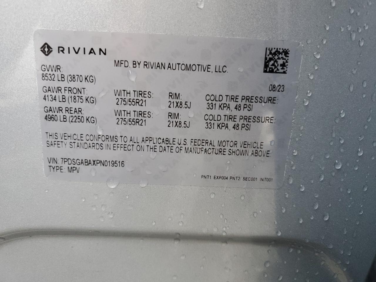 7PDSGABAXPN019516 2023 Rivian R1S Adventure