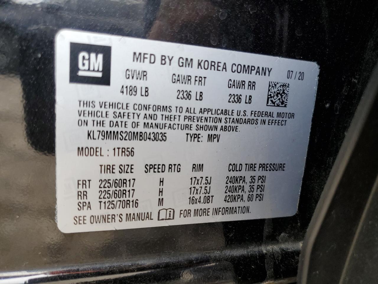 KL79MMS20MB043035 2021 Chevrolet Trailblazer Ls