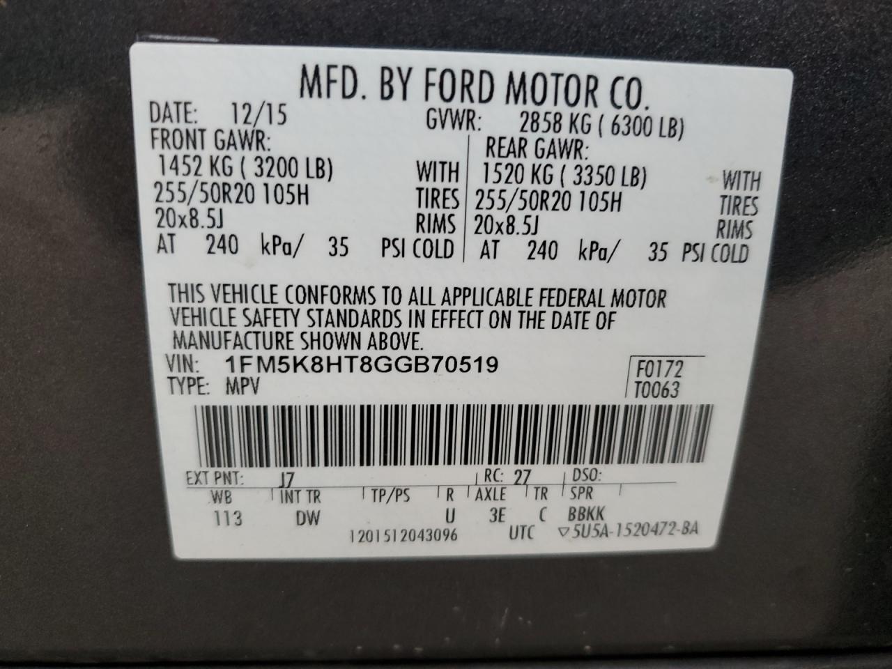 1FM5K8HT8GGB70519 2016 FORD EXPLORER - Image 15