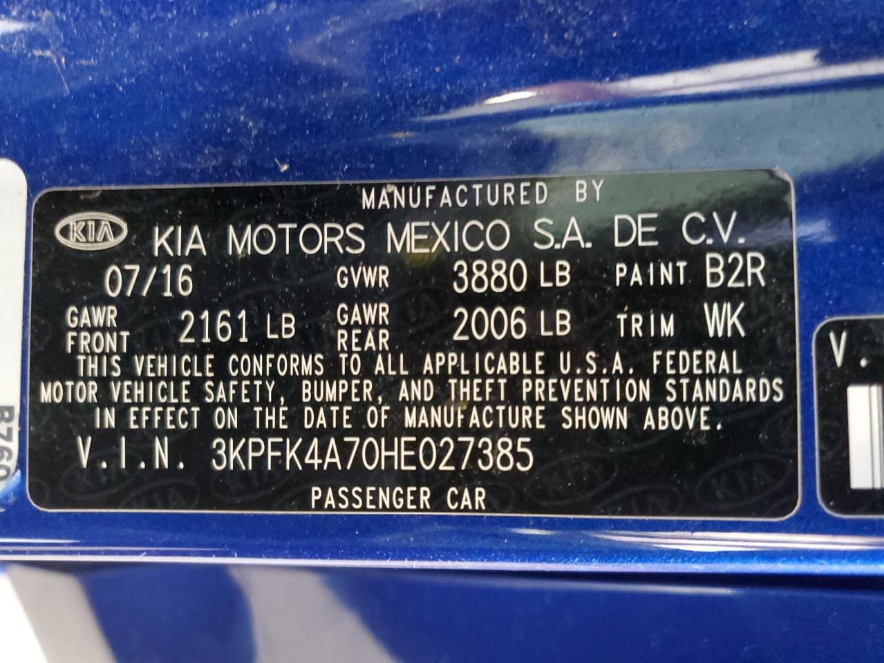 3KPFK4A70HE027385 2017 Kia Forte Lx