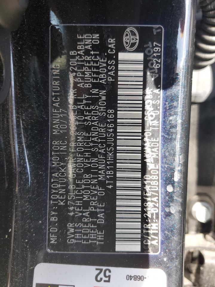 4T1B11HK5JU546168 2018 Toyota Camry L