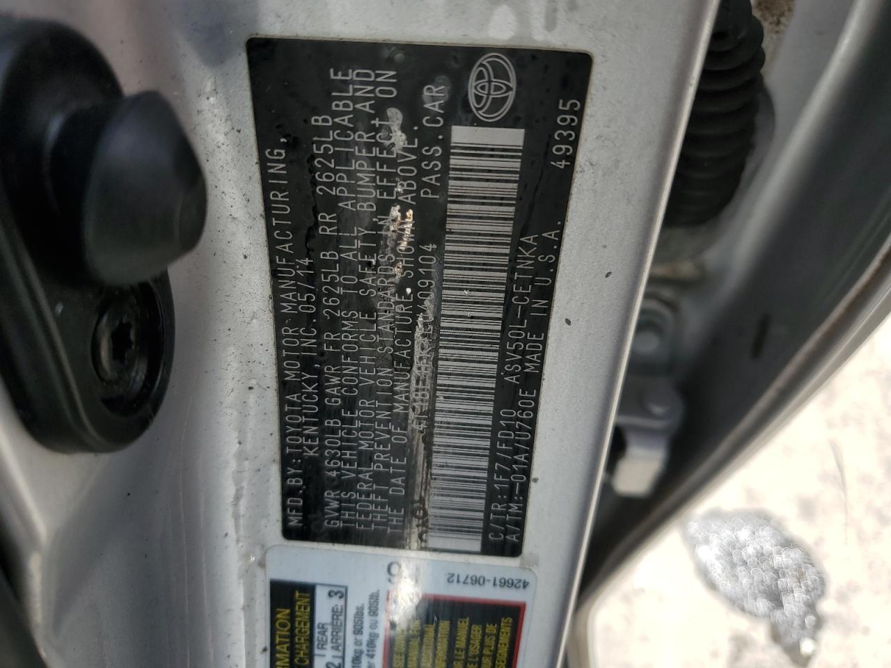 2014 Toyota Camry L VIN: 4T1BF1FK4EU409104 Lot: 70752084