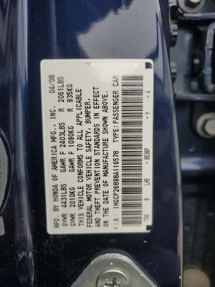 1HGCP26898A116578 2008 Honda Accord Exl