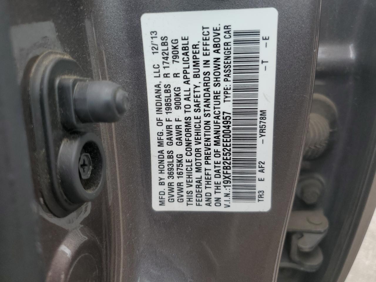 19XFB2E52EE004957 2014 Honda Civic Lx