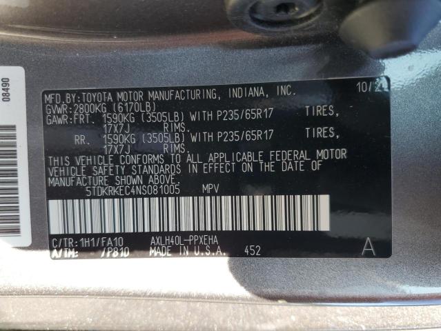 5TDKRKEC4NS081005 Toyota All Models SIENNA LE 13