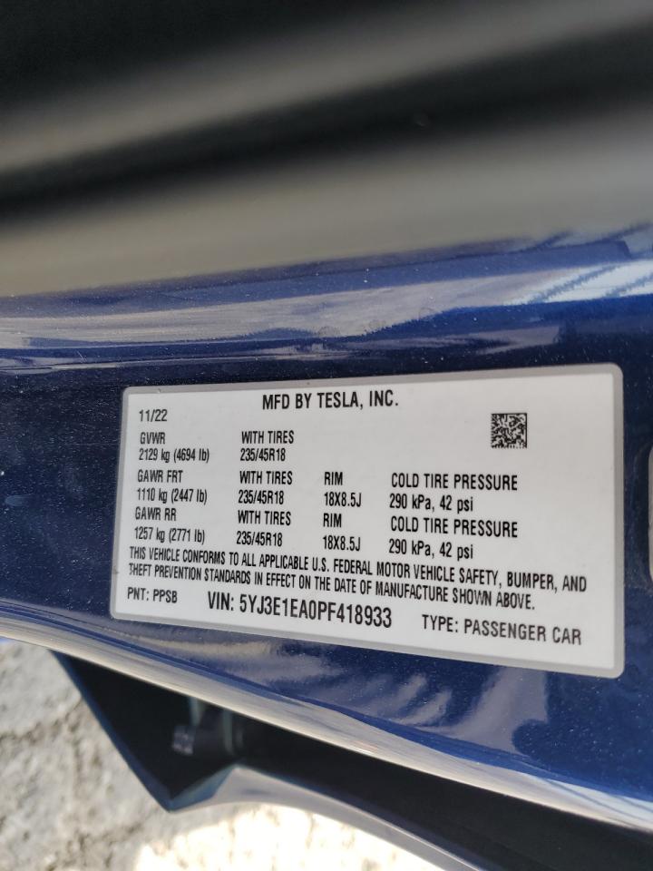 5YJ3E1EA0PF418933 2023 TESLA MODEL 3 - Image 13