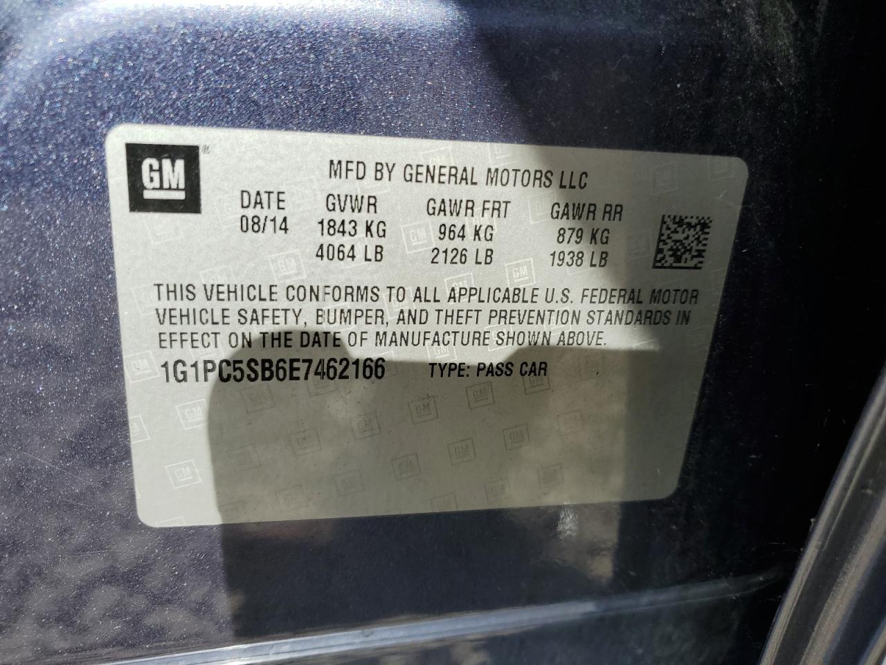 1G1PC5SB6E7462166 2014 Chevrolet Cruze Lt