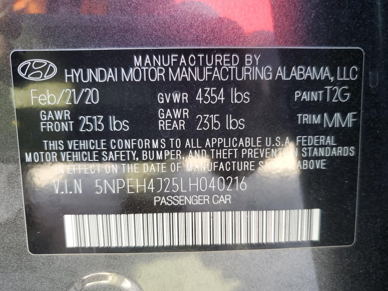 2020 Hyundai Sonata Limited VIN: 5NPEH4J25LH040216 Lot: 72458854