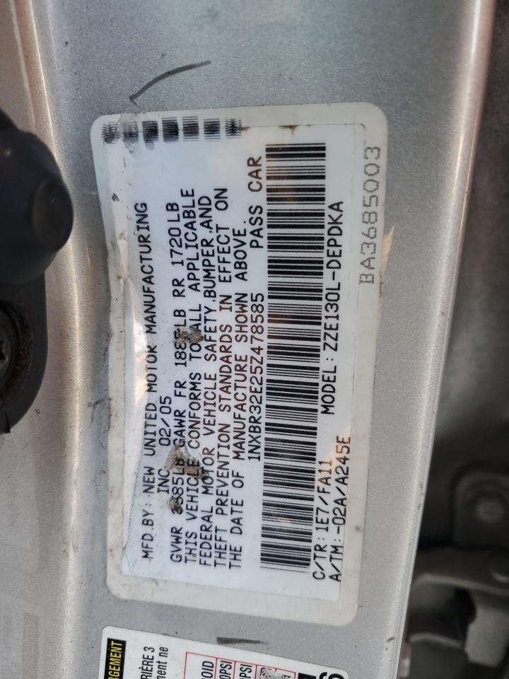 2005 Toyota Corolla Ce VIN: 1NXBR32E25Z478585 Lot: 71912304