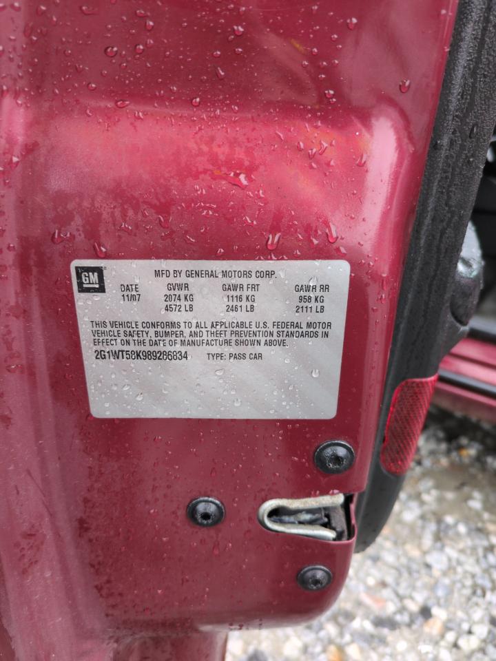 2008 Chevrolet Impala Lt VIN: 2G1WT58K989286834 Lot: 73086964