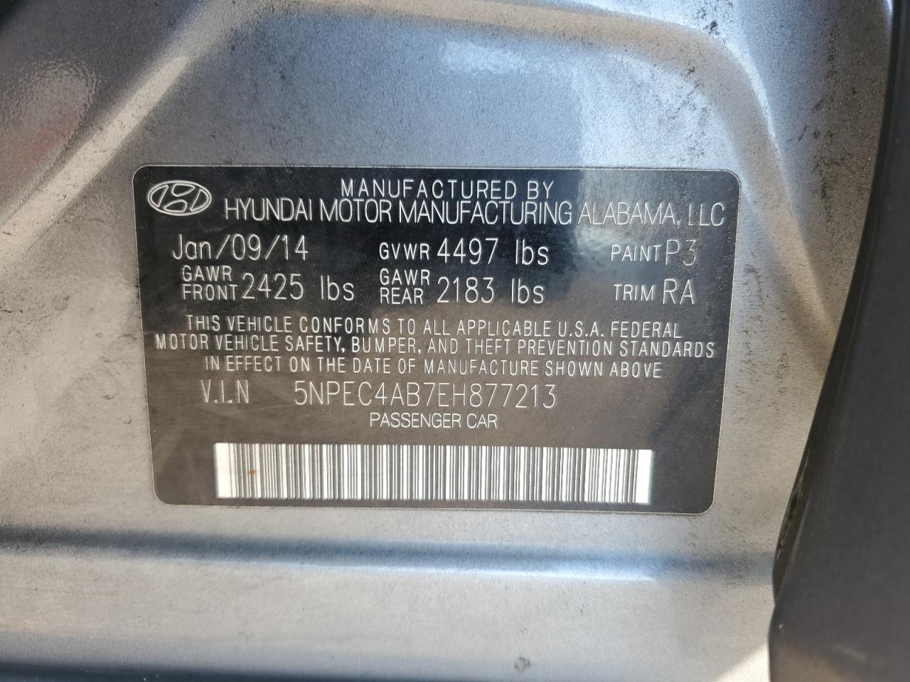 5NPEC4AB7EH877213 2014 Hyundai Sonata Se