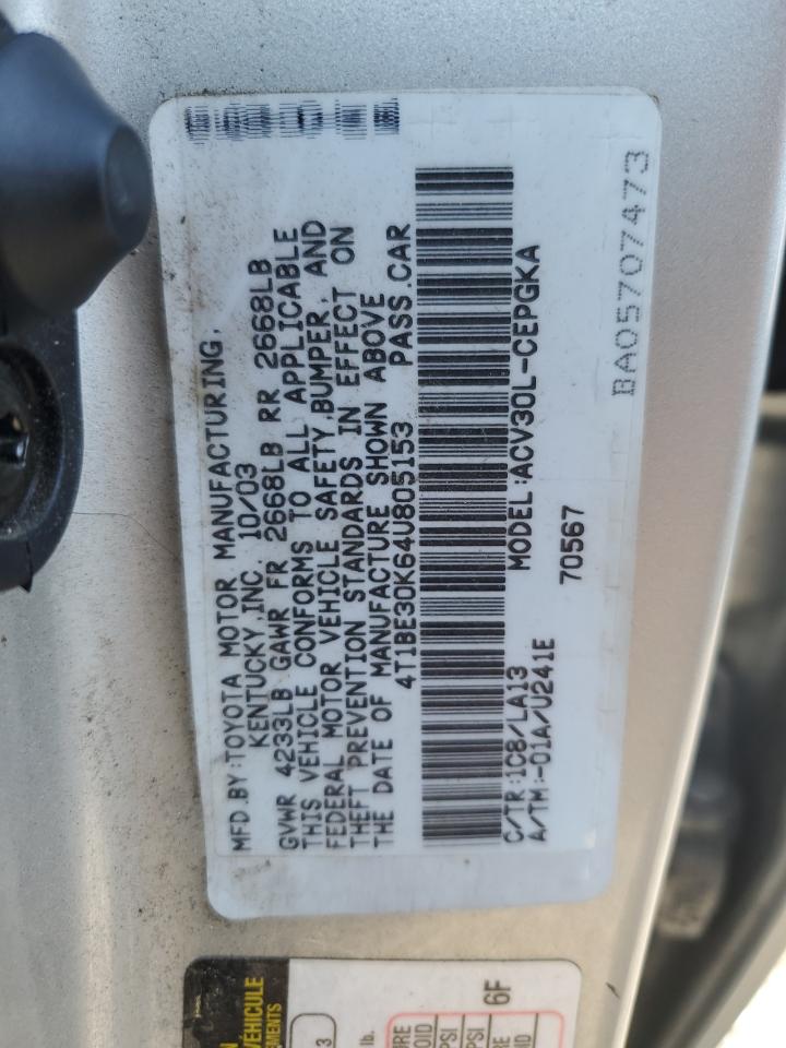 4T1BE30K64U805153 2004 Toyota Camry Le