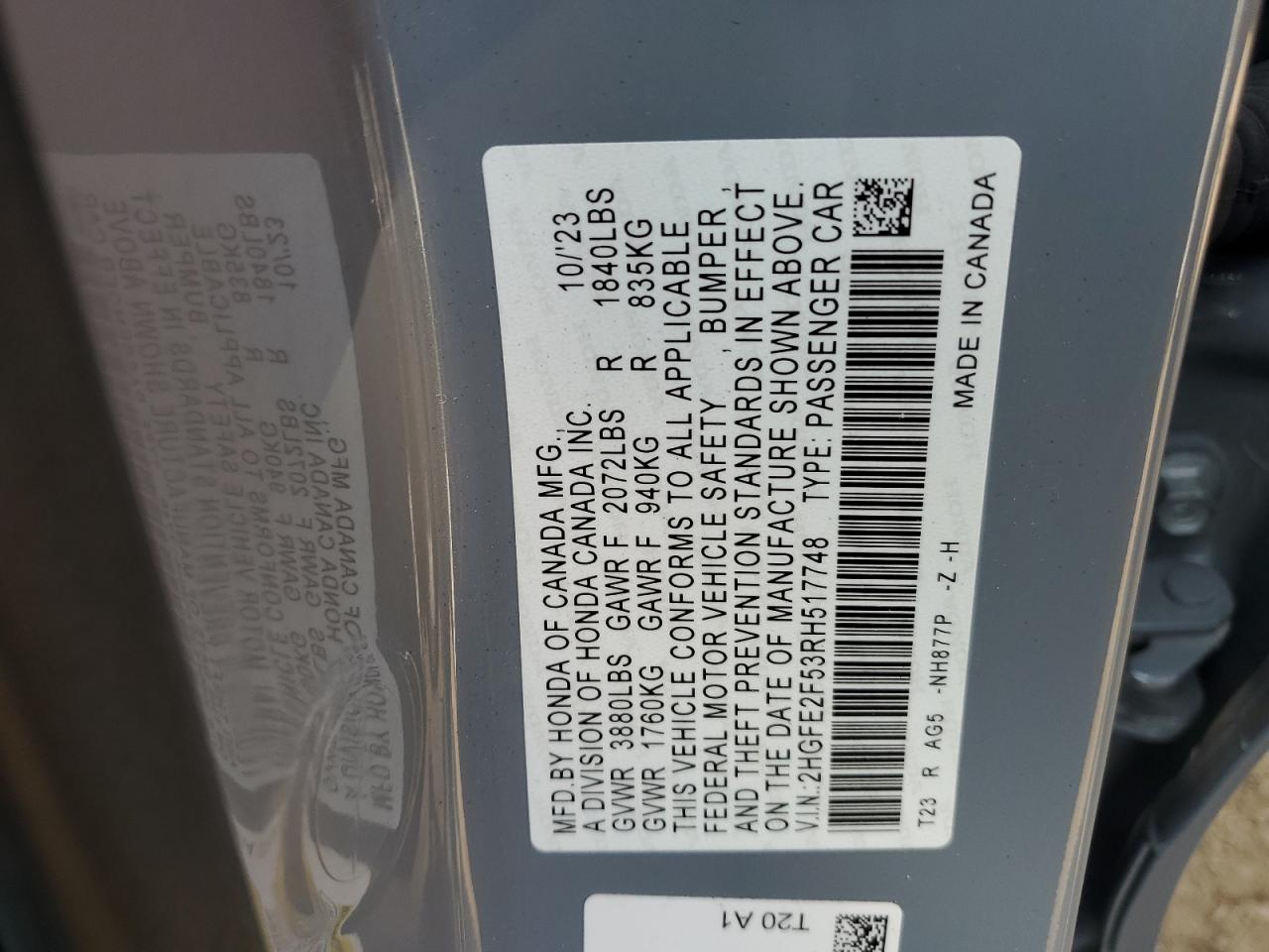 2HGFE2F53RH517748 2024 Honda Civic Sport