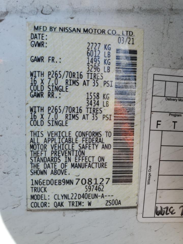 VIN 1N6ED0EB9MN708127 2021 NISSAN FRONTIER no.13