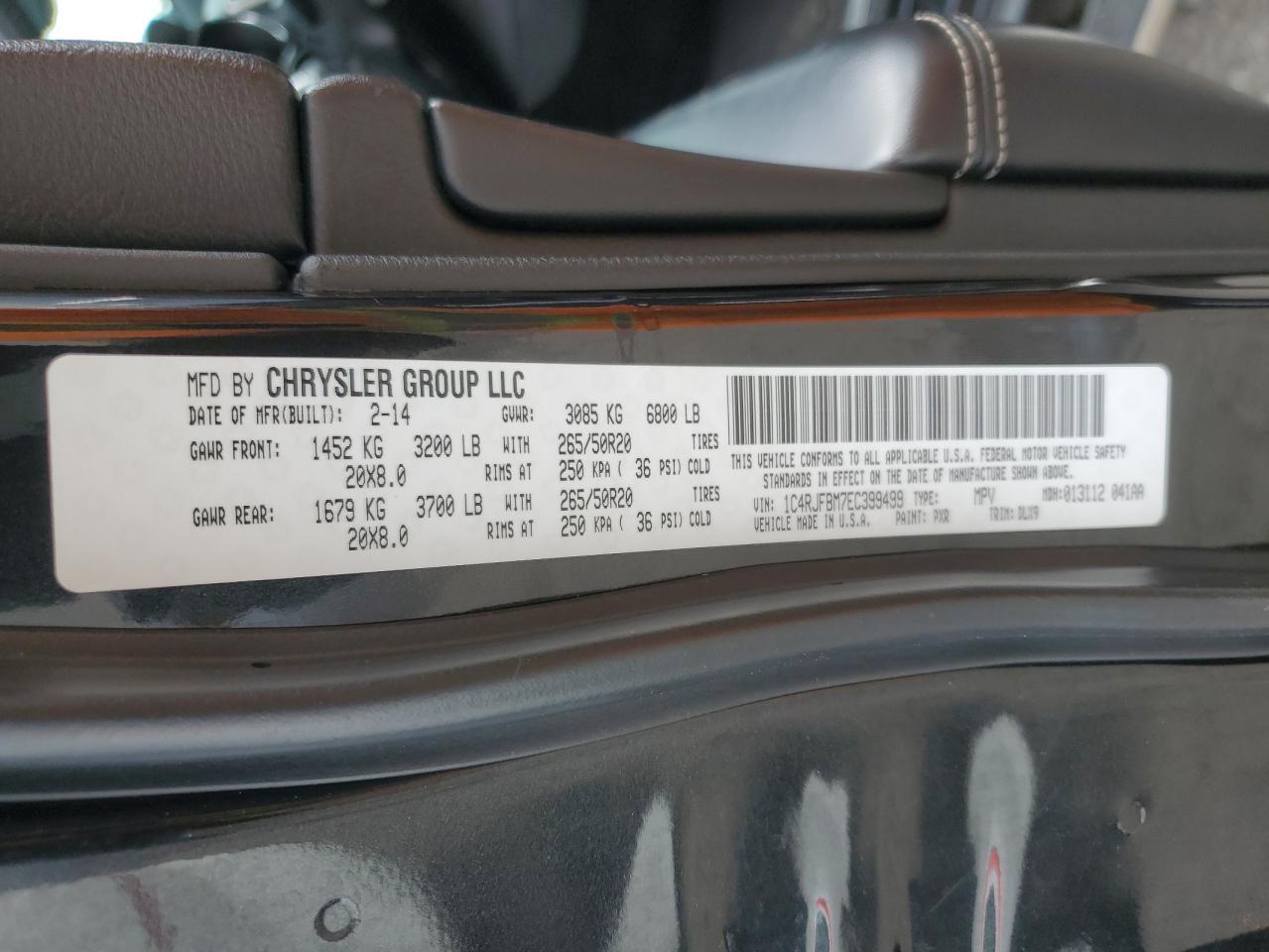 2014 Jeep Grand Cherokee Limited VIN: 1C4RJFBM7EC399499 Lot: 71301544