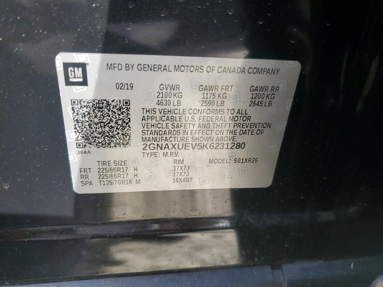 2GNAXUEV5K6231280 2019 CHEVROLET EQUINOX - Image 13